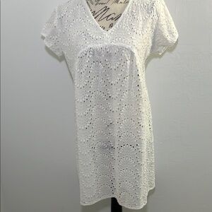 White Eyelet Swim Cover-Up Small